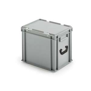 LxAxH 400x300x30mm Estuche Euro Gris Hecho de Plástico Polipropileno Resistente PP con 2 Asas de Transporte Caja de Almacenamiento - Product Image 1