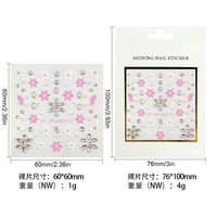 Stiker Kuku 3D Embossed Custom dengan Rhinestone, Motif Bunga, Kupu-kupu, Pita, Hati, Perekat Sendiri, OEM ODM Grosir