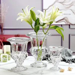 Französische romantische Becher Klarglas vase Weithals blumenvase Vintage Kristallglas becher vase