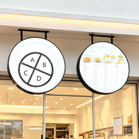 Écran LED circulaire double face extérieur P2 500 mm avec panneaux muraux LED pour logo d'entreprise et enseigne de vitrine