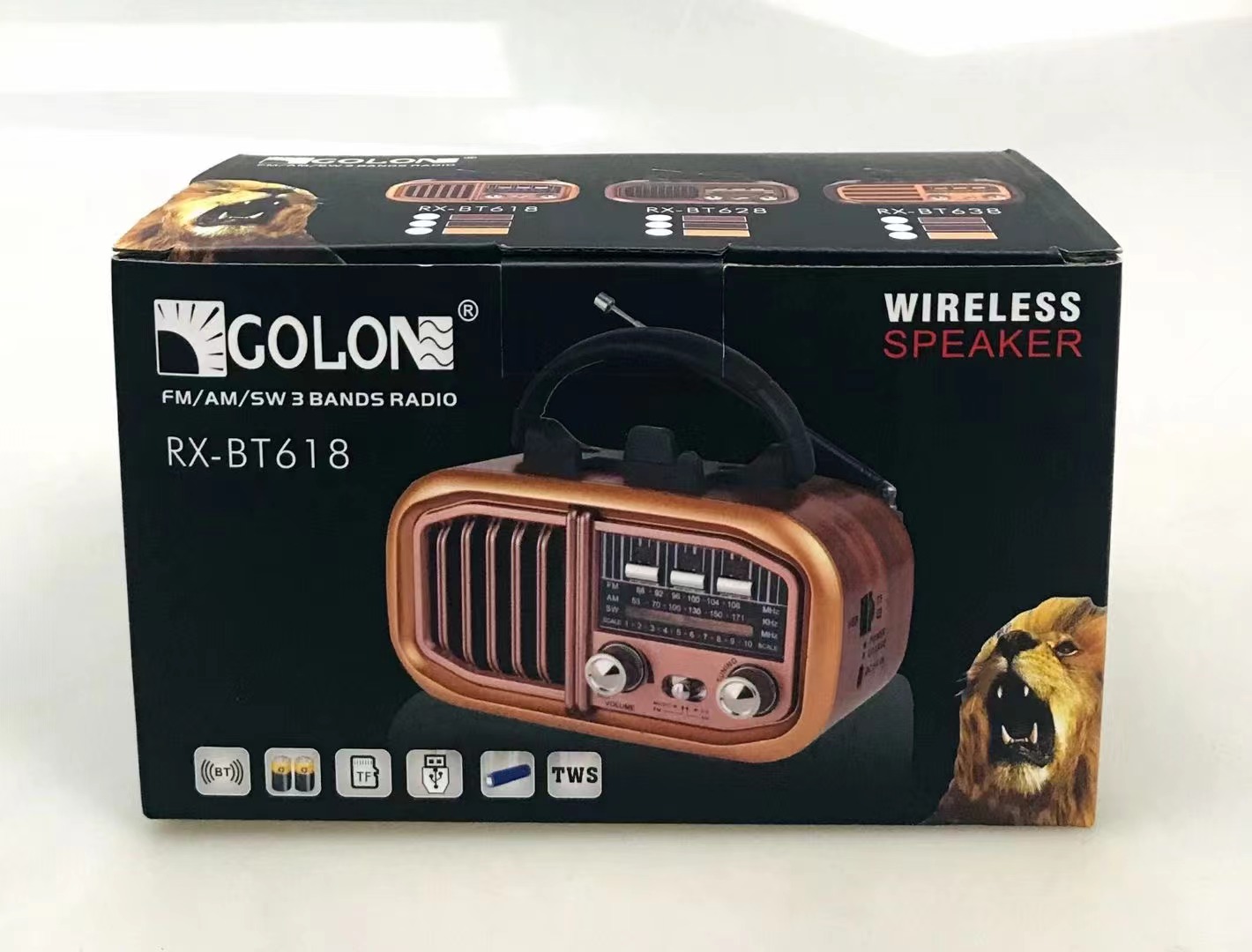 GOLON RX-BT618 ヴィンテージスタイルラジオ 充電式ポータブルAM/FM