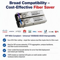 Venta al por mayor de fábrica: Transceptor SFP BiDi GE-BX20-SM1310 1310/1550nm 20km Simplex SC DDM con etiqueta personalizada, suministro a granel