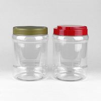 Pot en plastique alimentaire de 1/2 gallon avec couvercle et étiquette, pot carré en plastique