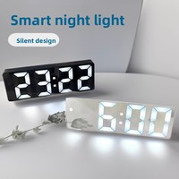 YAOQIU Empfohlener LED-beleuchteter, geräuschloser Acryl-Wecker im nordischen Stil mit zwei Stromversorgungsoptionen, intelligenter Sprachsteuerung und Stummschaltfunktion für