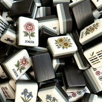 Tuiles de Mahjong en Acrylique de Qualité Supérieure, Style Antique, Motif Drapeau Américain Imprimé, Résistantes à la Décoloration, Motif Bois, pour Jeu de Mahjong