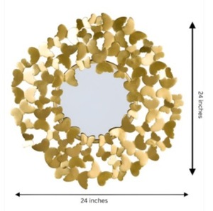 Marco de espejo de mariposa de pared de vidrio y hierro, lámina dorada para decoración de iglesia de Navidad, accesorios, cantidad ocasional, trabajo manual - Product Image 2