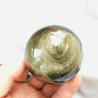 Sphère en obsidienne dorée naturelle, cristal de guérison, boule de cristal pour la décoration
