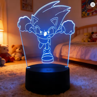 Figurines d'anime Hedgehog Harajuku, lampes de nuit LED 3D, lampes de table mignonnes de dessin animé pour la décoration de la maison et de la chambre, jouets pour enfants, cadeaux