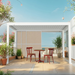 Gazebo à toit étanche bioclimatique facile à assembler Pavillon motorisé en aluminium pour jardin et extérieur <span class=keywords><strong>Pergola</strong></span> à louvre murale - Product Image 2