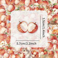 50 autocollants transparents en PET imperméables, peints à la main, motif litchi, pour journal, téléphone, réfrigérateur, voiture, cadeau