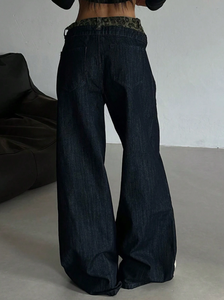 Jeans en denim pour femmes, style baggy à jambe large, décontracté, motif uni, coupe droite, coupe ample, type Raw Selvage, jeans japonais - Product Image 3