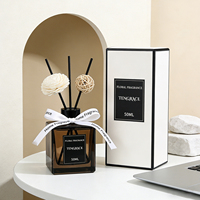 Flacon diffuseur de parfum en verre transparent carré vide de 50 ml avec bouchon pour aromathérapie