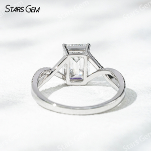 Anillo Solitario Unisex Clásico de Oro Blanco de 18K con Diamante Cultivado en Laboratorio de Corte Esmeralda Octogonal de 2.1ct 8.86*5.89mm Starsgem - Product Image 3