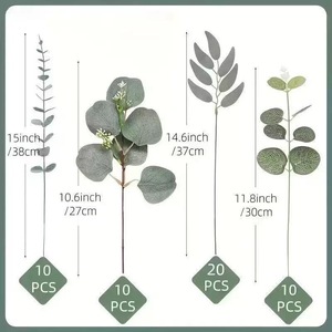 Feuilles d'eucalyptus artificielles en PVC pour décoration de mariage, décoration intérieure, arrangement floral, plantes décoratives. - Product Image 2