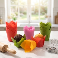 Prix de gros en gros : Moules à pâtisserie jetables en papier sulfurisé anti-graisse, forme tulipe, pour muffins et cupcakes, outils de boulangerie pour cafés