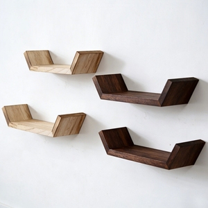 Étagère d'angle flottante en bois, support mural de rangement, étagère de présentation pour la décoration <span class=keywords><strong>murale</strong></span> du salon et de l'hôtel - Product Image 4