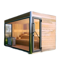 Pemasok Tiongkok ruang Sauna uap kayu Solid panorama luar ruangan Modern 8 orang uap basah merah Cedar Hemlock kontrol komputer