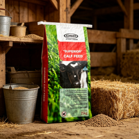 Sac tissé en PP laminé BOPP imprimé sur mesure de 25 kg, facile à ouvrir, pour l'emballage des granulés d'aliments pour veaux, bovins et animaux d'élevage