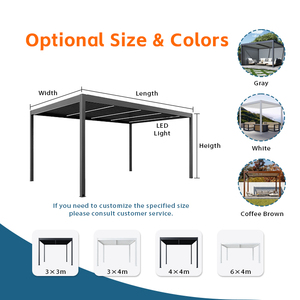 Pérgola de Aluminio Negro Mate con Rejillas, Estructura de Sombra para Patio Exterior Resistente a la Intemperie, para una Vida Elegante en el Patio Trasero - Product Image 3
