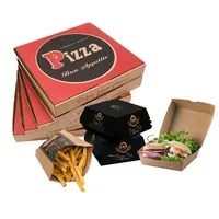 Boîte à pizza en carton ondulé personnalisée de 9, 10, 11, 12, 14, 18 pouces pour frites et hamburgers, vente en gros à Guangzhou