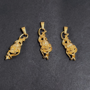 Colar estilo crânio retrô, de aço inoxidável, 18k, banhado a ouro, coroa, crânio, joias para homens - Product Image 4