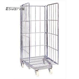 नेस्टेबल 4 पहियों स्टील फैक्टरी प्रत्यक्ष तह गोदाम तार माल रोलिंग कंटेनर ट्रॉली - Product Image 1