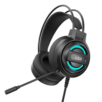 Casque de jeu RGB de niveau débutant, casque de jeu filaire supra-auriculaire avec haut-parleurs de 50 mm pour joueur/PC
