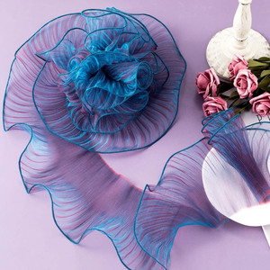 Iridescent Crepe Chiffon <strong>Fabric</strong> Roll Sewing Dress Bag Decoration Ruffled Organza Pleated Chiffon <strong>Lace</strong> <strong>Fabric</strong> Trims - Product Image 2