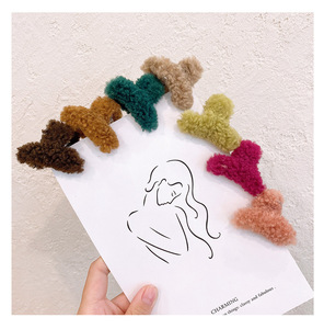 Barrettes <span class=keywords><strong>à</strong></span> cheveux en fourrure d'agneau aux couleurs automne/hiver, mignonnes et moelleuses, pour petites princesses, accessoires pour cheveux - Product Image 4
