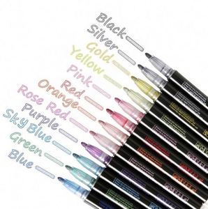 12 <b>Colors</b> Double Line Doodle Dazzle DIY Shimmer Marker <b>Pens</b> - Product Image 1