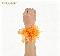 Ensemble collier et bracelet fluorescent orange avec étoiles et rayures pour la nuque et les poignets – Décorations thème néon