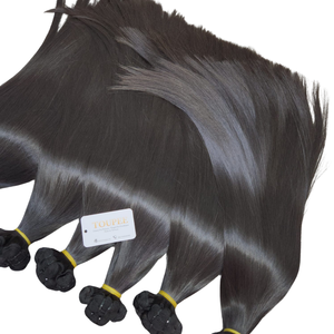 Extensiones de cabello Remy virgen de alta calidad de 100g, hueso de trama Premium recto con trama doble, Color natural crudo, precio al por mayor - Product Image 3