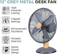 Ventilateur de table en métal de style scandinave, 12 pouces, 3 vitesses, oscillant, pour la maison, le bureau, design esthétique