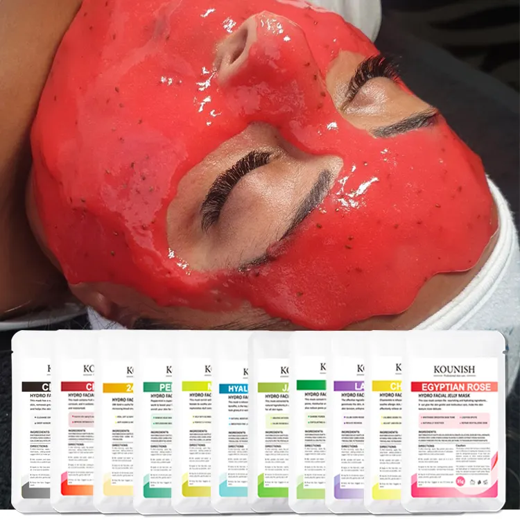 Máscara de gelatina peel off hidro, máscara facial em pó com ácido hialurônico