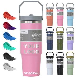 Bouteille isotherme en acier inoxydable de 30 oz avec poignée et bouchon à paille – Maintien thermique de 6 à 12 heures – Idéale pour le bureau, la vie quotidienne et la voiture - Product Image 3