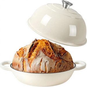 Marmite en <span class=keywords><strong>fonte</strong></span> émaillée avec couvercle, multifonctionnelle, pour la cuisson du pain et la levée de la pâte au levain - Product Image 1