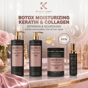 Champú <span class=keywords><strong>y</strong></span> Acondicionador <span class=keywords><strong>con</strong></span> Keratina <span class=keywords><strong>y</strong></span> Botox Capilar Sin Sulfatos, Reparador, Aumenta el Brillo, Lavado Diario <span class=keywords><strong>para</strong></span> Cabello Encrespado <span class=keywords><strong>y</strong></span> Dañado - Product Image 4