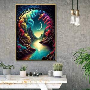 卸売5Dナイトビューダイヤモンドアートキットフルスクエアドリル壁装飾用ダイヤモンドドットギフト用絵画 - Product Image 1