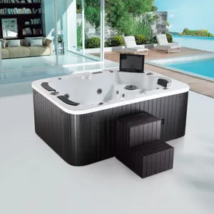 4 Person Outdoor Whirlpool Bathtub Lazy Hot Tub Spa With Color Pool Lamp
