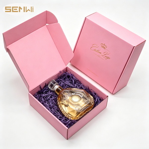 Boîte cadeau pour mini bouteille d'<span class=keywords><strong>alcool</strong></span> avec logo personnalisé rose, boîte d'expédition en carton ondulé pour <span class=keywords><strong>coffret</strong></span> de <span class=keywords><strong>dégustation</strong></span> de vin et emballage de cadeaux d'entreprise - Product Image 1