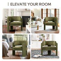 Fauteuil d'appoint en velours de style Mid-Century Modern, chaise de salon rembourrée, fauteuil d'appoint de chambre à coucher avec 3 pieds