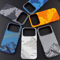 Coque de téléphone rigide anti-chute magnétique tendance en fibre à motif personnalisé, sensation peau, pour iPhone 17 16 15 Pro Max – Vente en gros