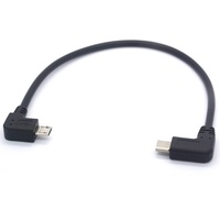 Cable Micro USB Macho a Macho de Cobre Puro de 10 cm, Conectores de Ángulo Recto en Ambos Extremos para Uso en Computadoras