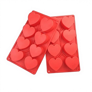 Stampi in <span class=keywords><strong>Silicone</strong></span> a Forma di <span class=keywords><strong>Cuore</strong></span> COKWO, Set da 2, 8 Cavità, per Torte, Pasticceria, Gelatine, Budini, Sapone Artigianale, Cioccolato, Muffin, Senza Ftalati - Product Image 3