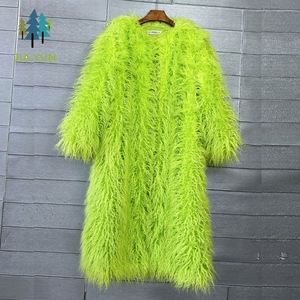 European American Multi-Color Over Knee Long Faux Plush Coat <strong>Women</strong> Winter Outerwear - Product Image 3