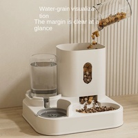 Ensemble distributeur automatique d'eau et de nourriture pour animaux de compagnie 2-en-1 ovale, étanche, avec remplissage par gravité, distribution réglable, sans BPA, en plastique de qualité alimentaire