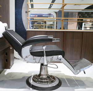 Sillón de Barbería Profesional, Resistente, Hidráulico, de Cuero Negro, Reclinable, Portátil, Retro, de Primera Calidad, para Salón de Belleza - Product Image 2
