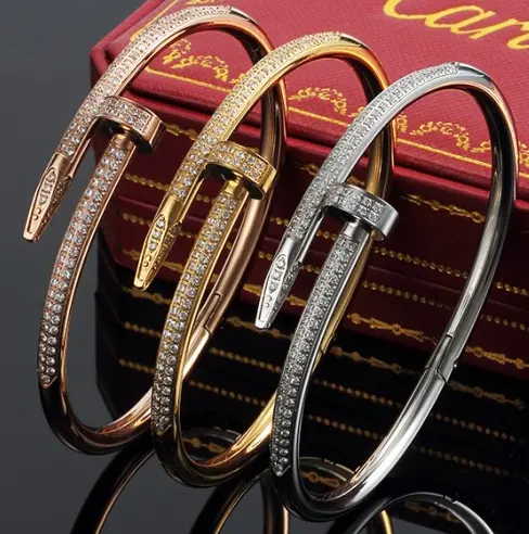 Luxury brand jewelry love screw nail stainless steel bracelet bangle for women brand bracelet designer jewelry catalog