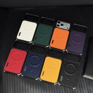 เคสโทรศัพท์หนัง PU สีพื้นเรียบง่ายแบบแม่เหล็ก สำหรับ iPhone 12 13 14 15 16 17 pro max ขายส่ง ฝาหลัง - Product Image 1