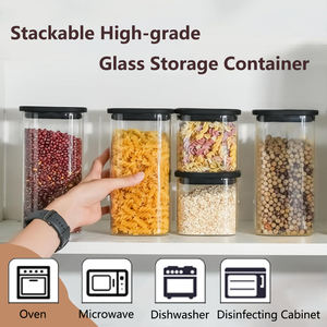 Frasco Cuadrado de Vidrio de Borosilicato Hermético y Apilable con Tapa de Vidrio Transparente para Almacenar Especias, Dulces y Mucho Más - Product Image 5